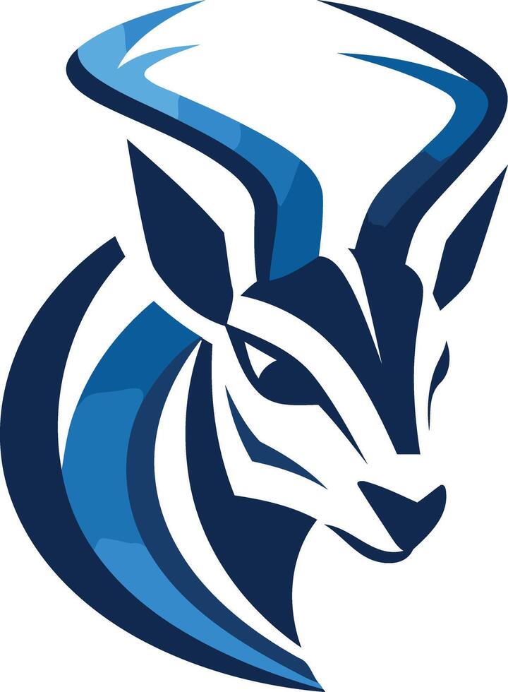 Abstract deer head logo with blue and white color scheme vector