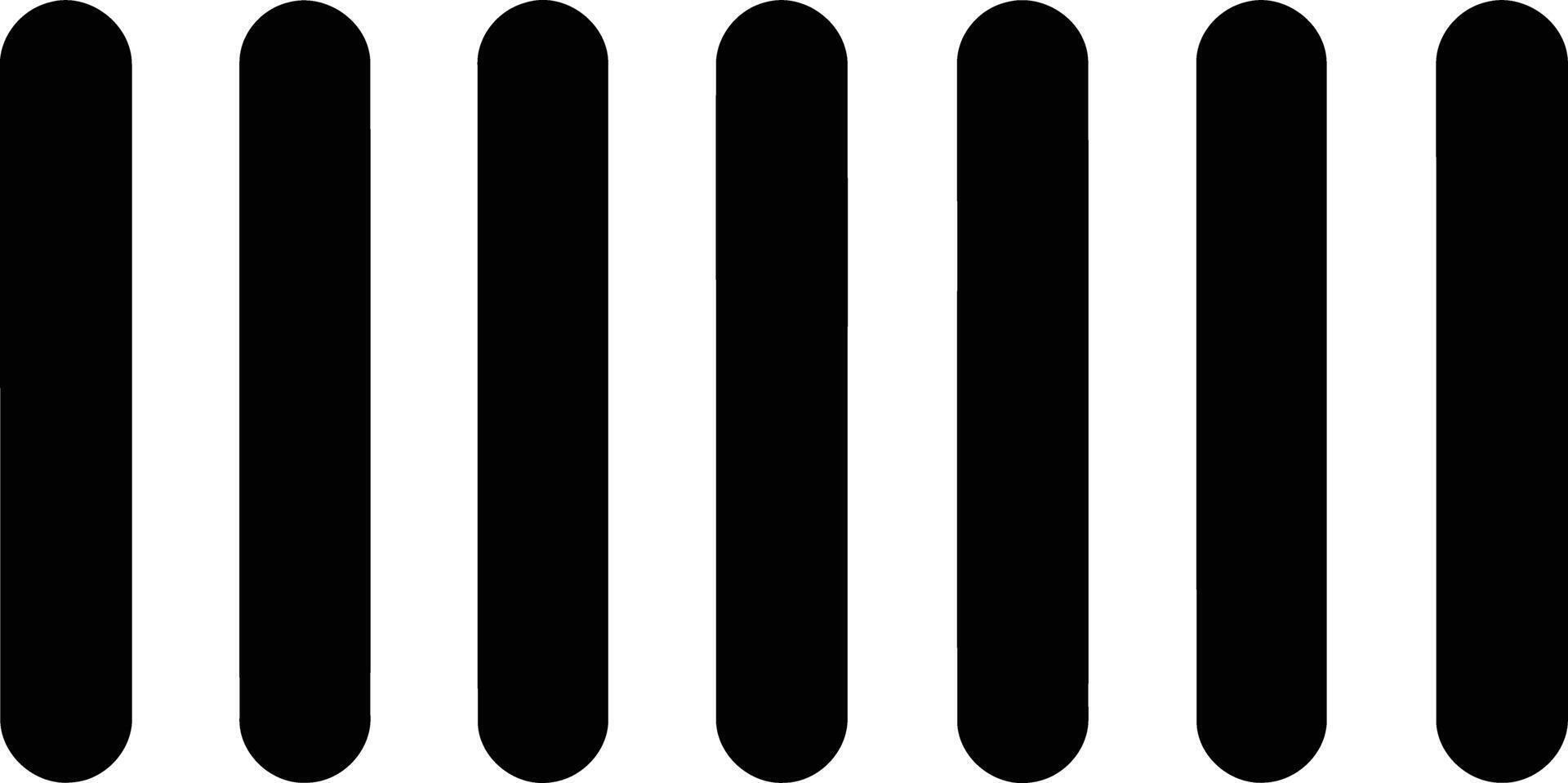 sencillo negro y blanco icono representando un serie de Siete vertical barras, representando un cargando Progreso bar o un visual representación de datos vector