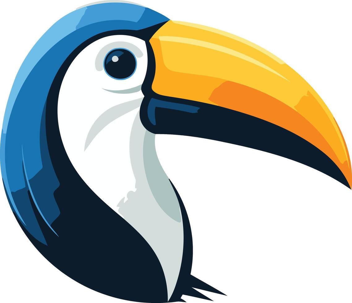 A colorful and playful toucan head logo design, perfect for businesses seeking a unique and memorable brand identity vector
