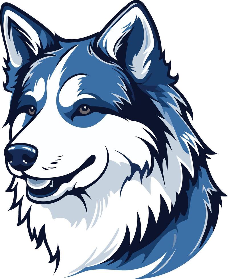 A friendly, blue and white husky dog head, perfect for branding, logos, or social media vector