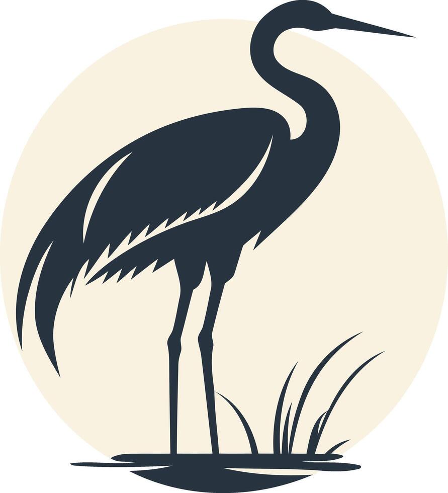 Elegant heron silhouette logo design, perfect for nature inspired brands, environmental organizations, or businesses seeking a sophisticated and timeless aesthetic vector
