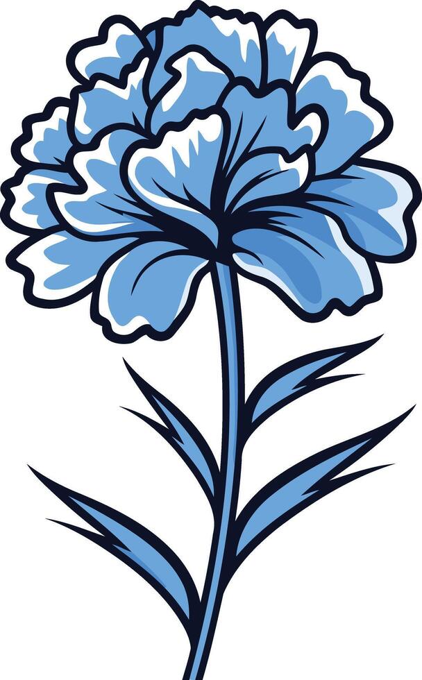 A single, elegant blue carnation flower, perfect for adding a touch of delicate beauty to your designs vector