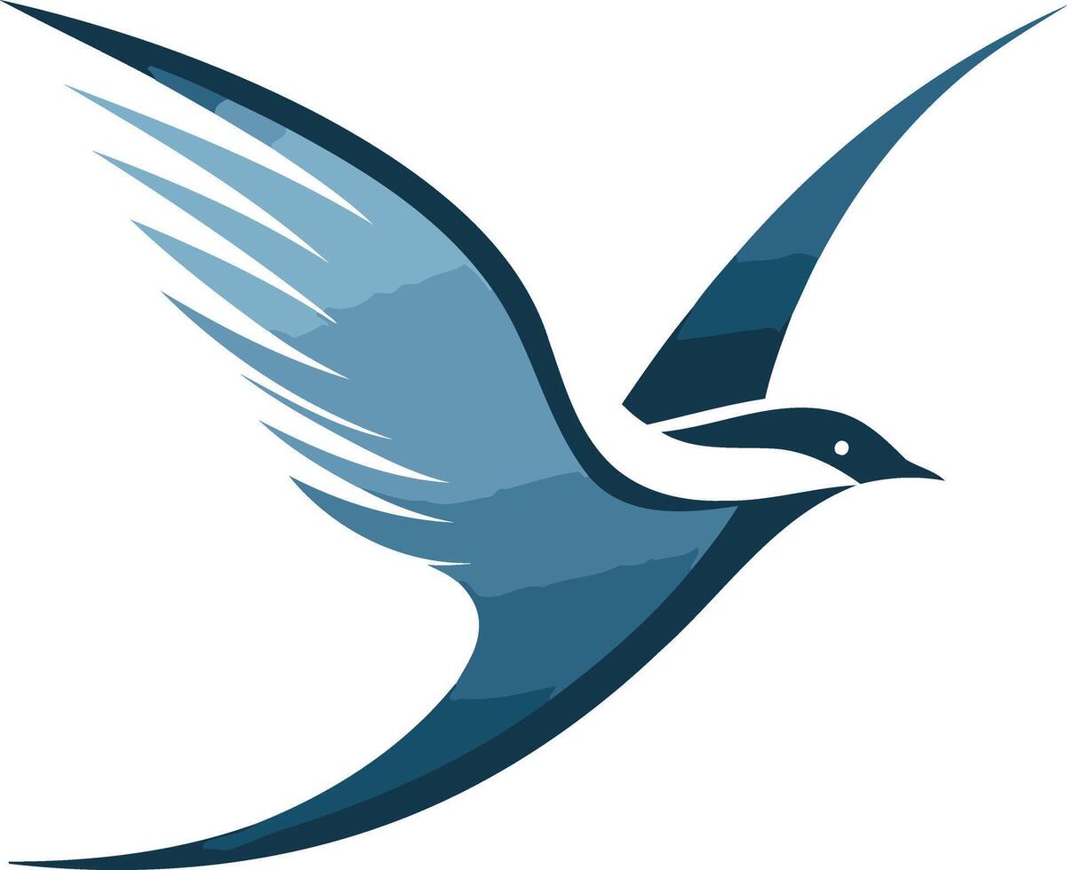 Abstract blue bird logo with dynamic wingspan vector