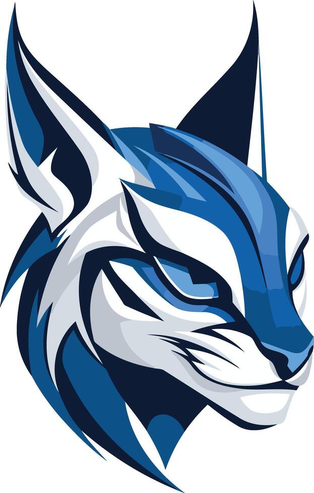 A bold and striking blue and white lynx mascot logo, perfect for gaming teams, esports organizations, or any brand looking for a fierce and confident identity vector