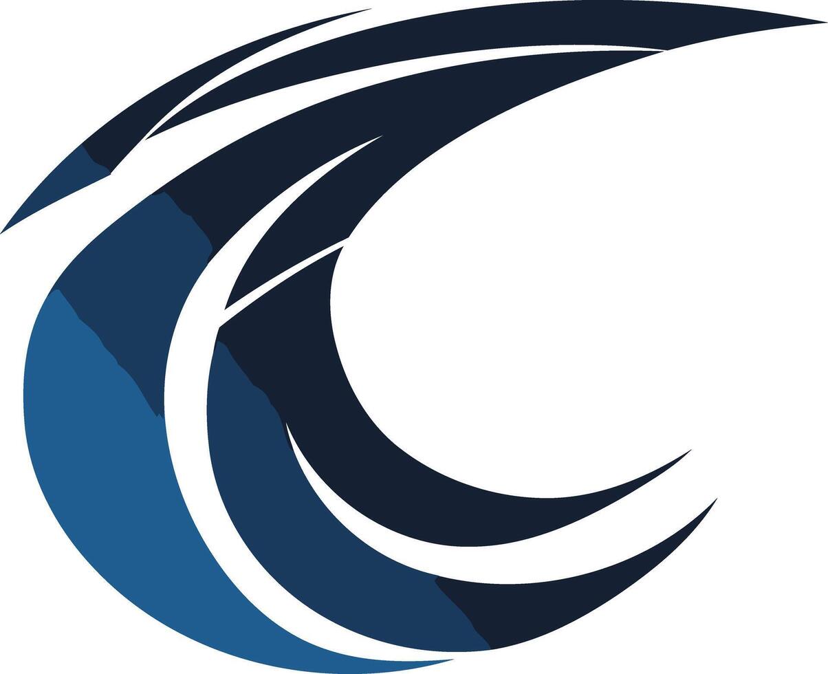Abstract blue logo design with a dynamic, curved shape vector