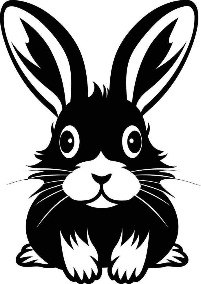 Cute black and white bunny illustration, perfect for easter, kids' designs, or animal-themed projects vector