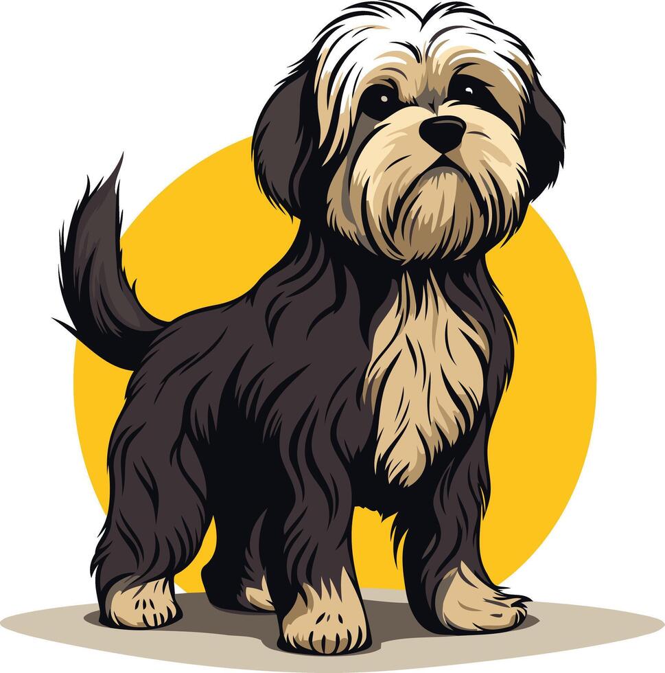 Cute and fluffy, this adorable shih tzu puppy is perfect for pet-related designs and projects vector