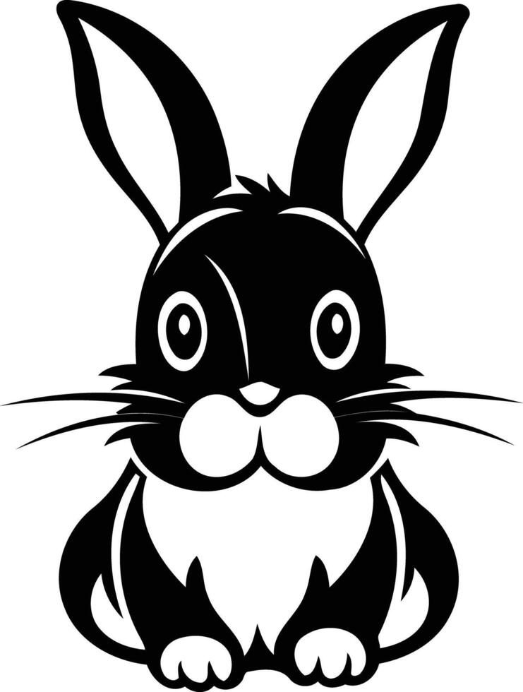 Adorable black and white rabbit illustration, perfect for children's books, apparel, or easter designs vector