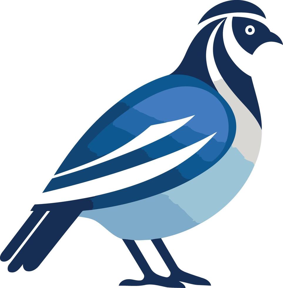 A stylized blue and white quail, perfect for nature-inspired logos, branding, and designs vector