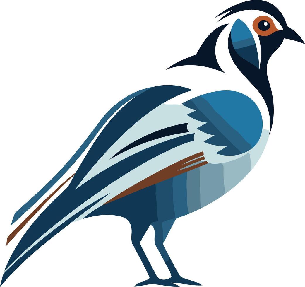 Stylized bird illustration in blue and white tones vector