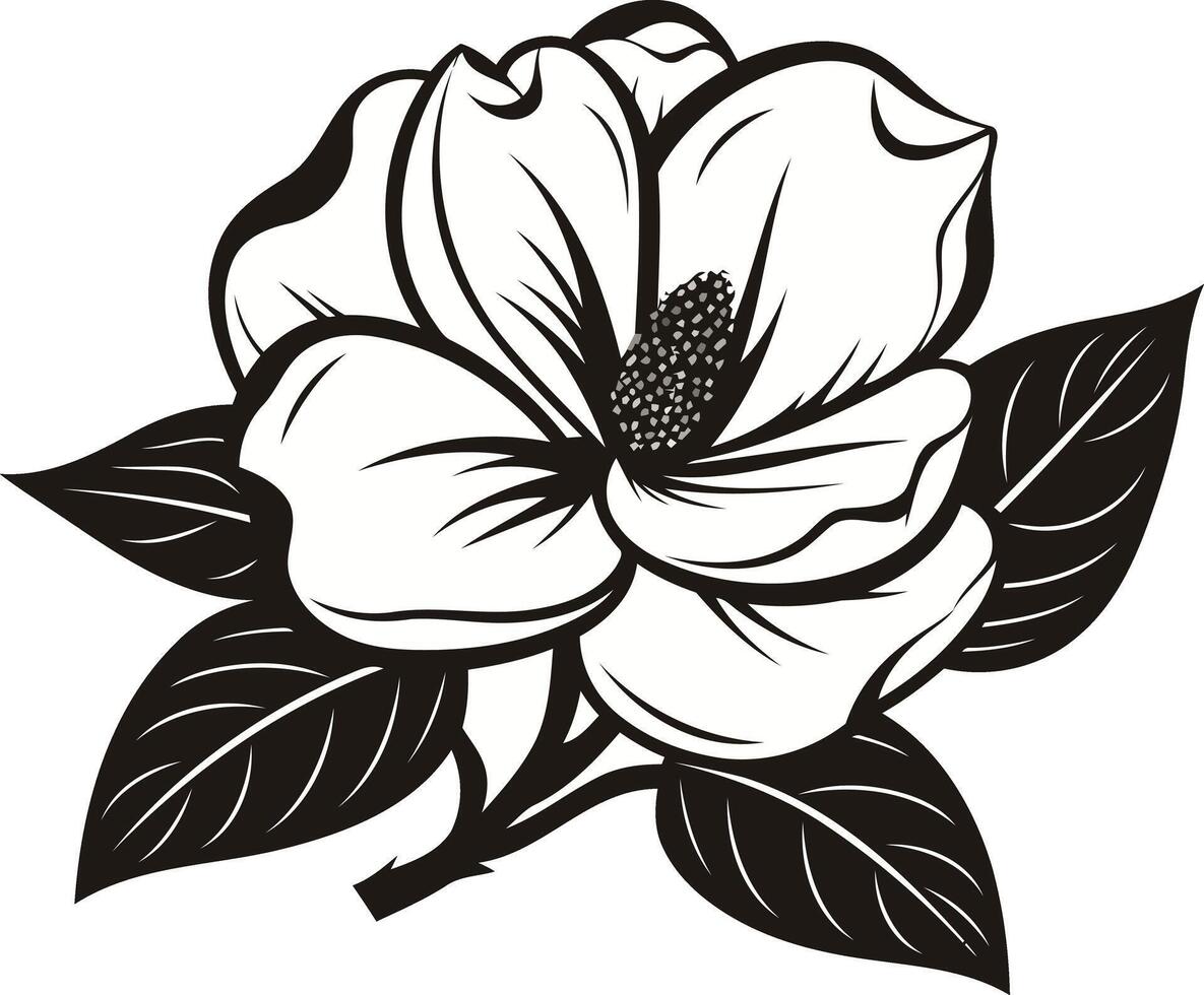 Elegant black and white magnolia flower illustration vector