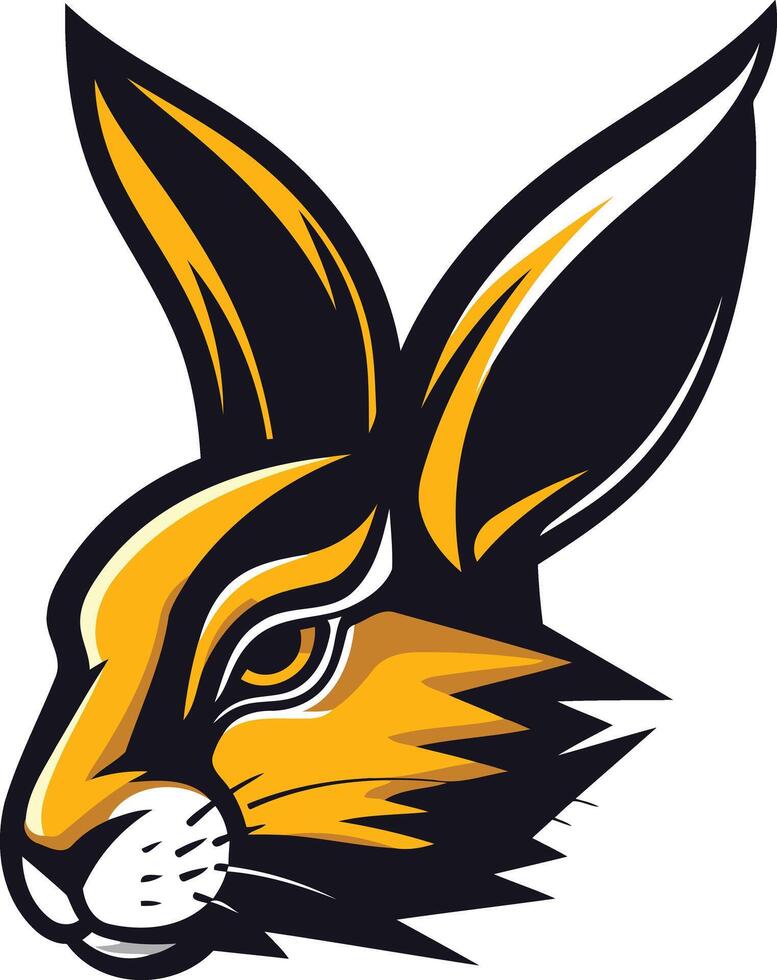 A fierce and stylized rabbit head logo in black and yellow, perfect for a sports team or brand seeking a unique and powerful mascot vector