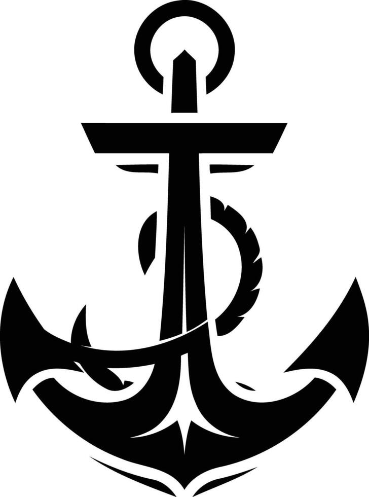 Bold black anchor graphic, perfect for nautical, maritime, or travel designs vector