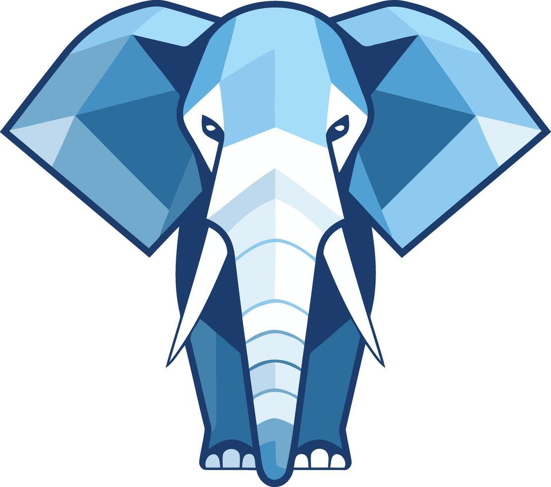 A bold and abstract geometric elephant logo in blue and white, perfect for businesses seeking a strong, reliable, and modern identity vector