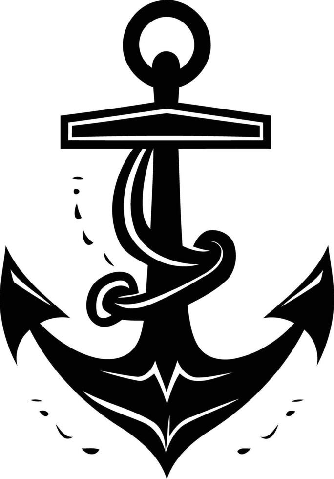 A classic black and white anchor illustration, perfect for nautical designs, branding, or tattoos vector