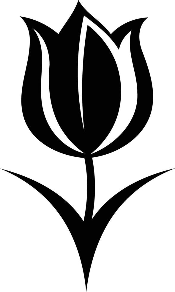 Simple black and white tulip illustration, perfect for design projects, logos, or branding vector