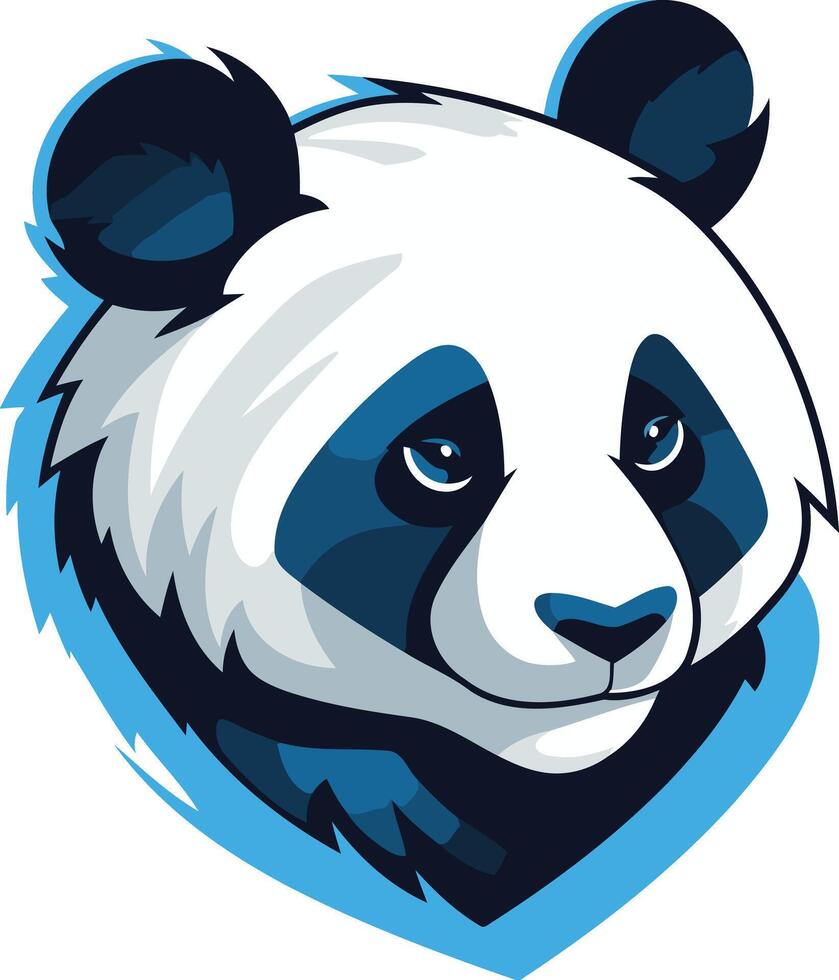 Cool and modern panda logo design with blue accents vector