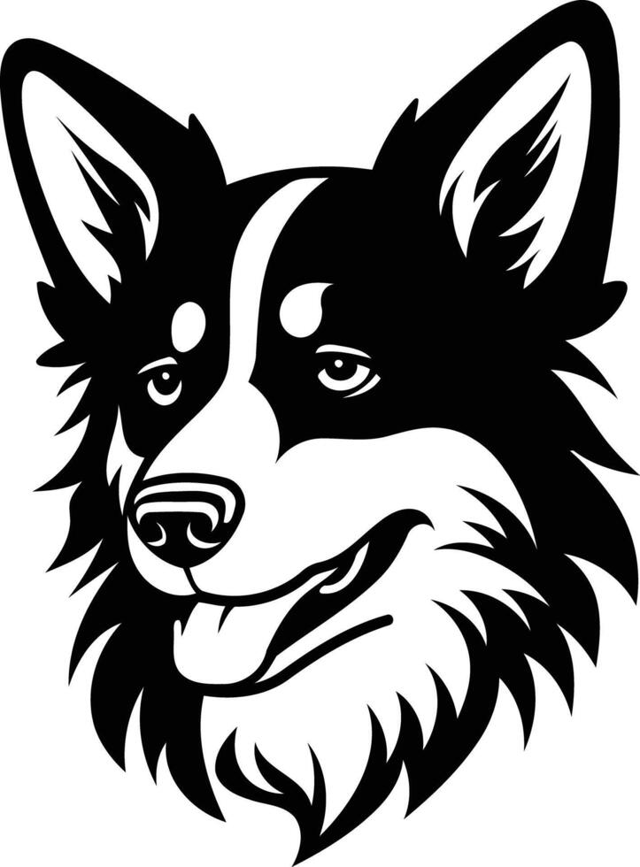 Black and white illustration of a friendly dog's head, perfect for branding, logos, or pet-related designs vector