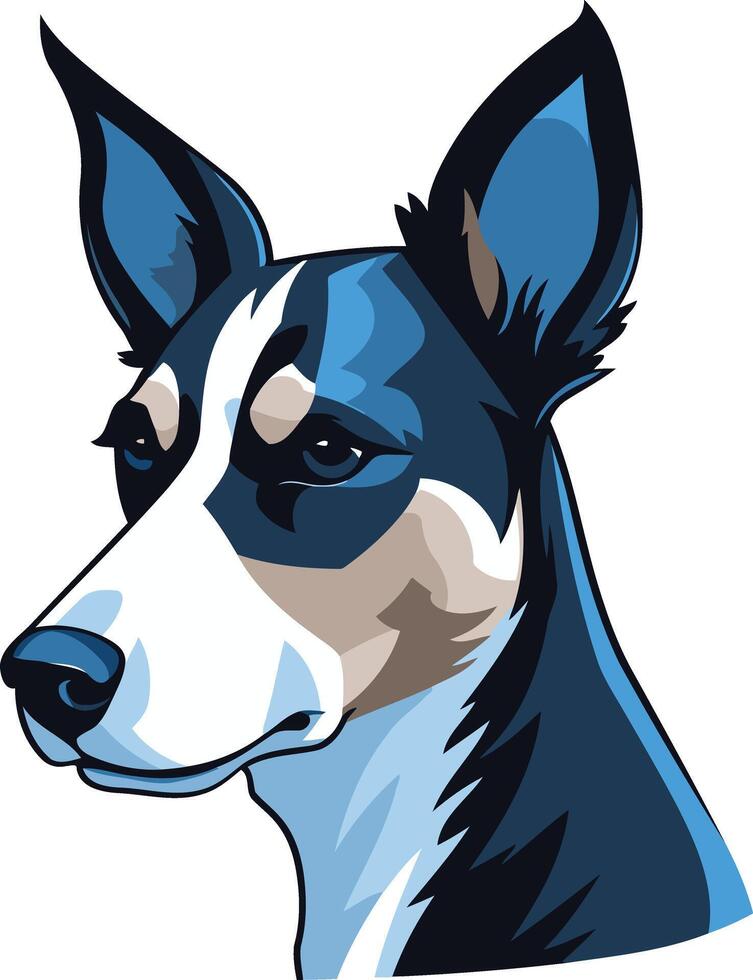 A charming cartoon illustration of a blue and white dog's head vector
