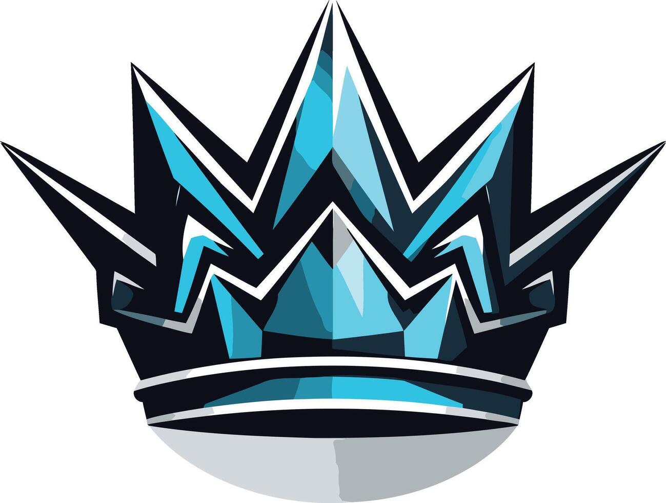 A bold and modern blue crown logo, perfect for gaming, esports, and technology brands seeking a powerful and unique visual identity vector