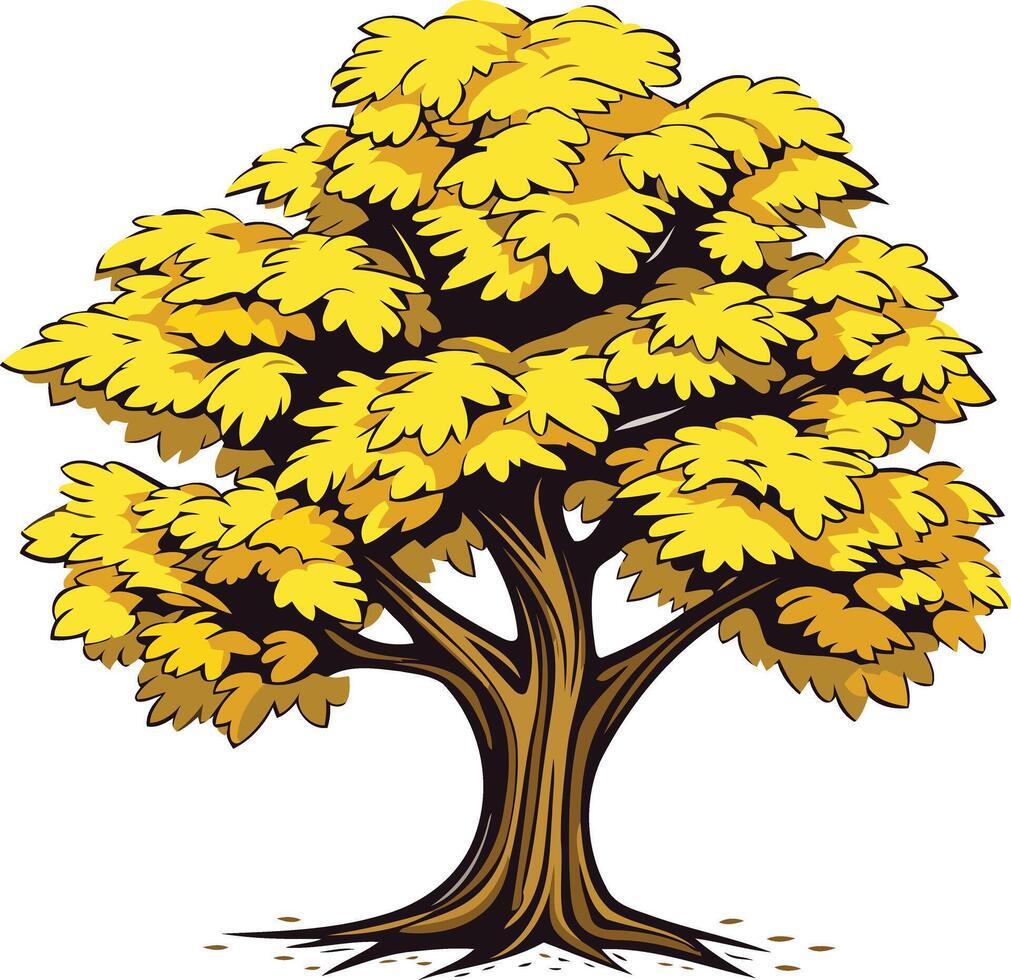 A simple, stylized illustration of a deciduous tree with yellow leaves, perfect for nature-themed designs vector
