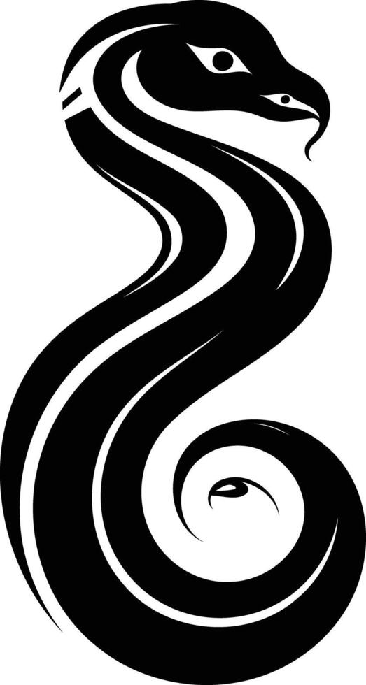 Stylish black and white tattoo design of a coiled snake, perfect for use on t-shirts, posters, and social media graphics vector
