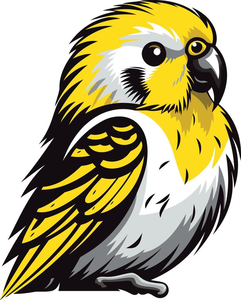 A friendly yellow parakeet with a playful expression, perfect for kids' products, pet care businesses, or nature-themed designs vector