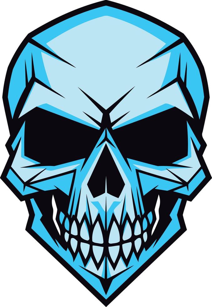 A stylized blue skull with a menacing expression, perfect for a brand looking to convey strength, danger, or rebelliousness vector
