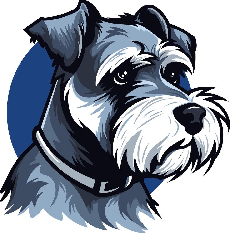 A charming and expressive cartoon illustration of a miniature schnauzer, perfect for pet-related projects, branding, and designs vector