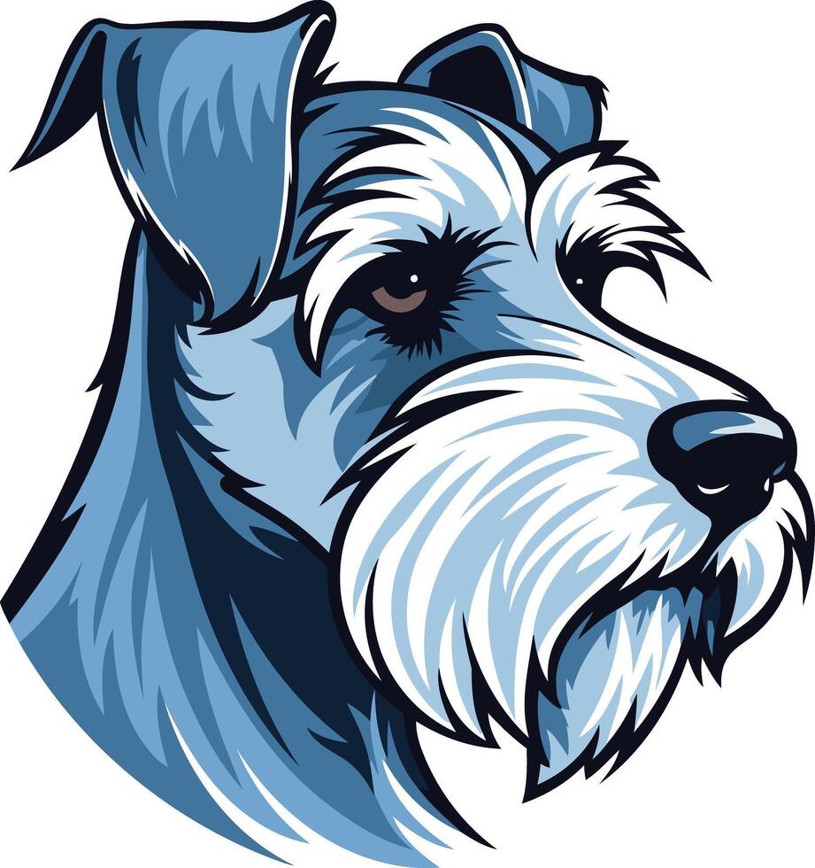 A charming, cartoon-style illustration of a miniature schnauzer, perfect for pet-related projects, branding, and social media vector