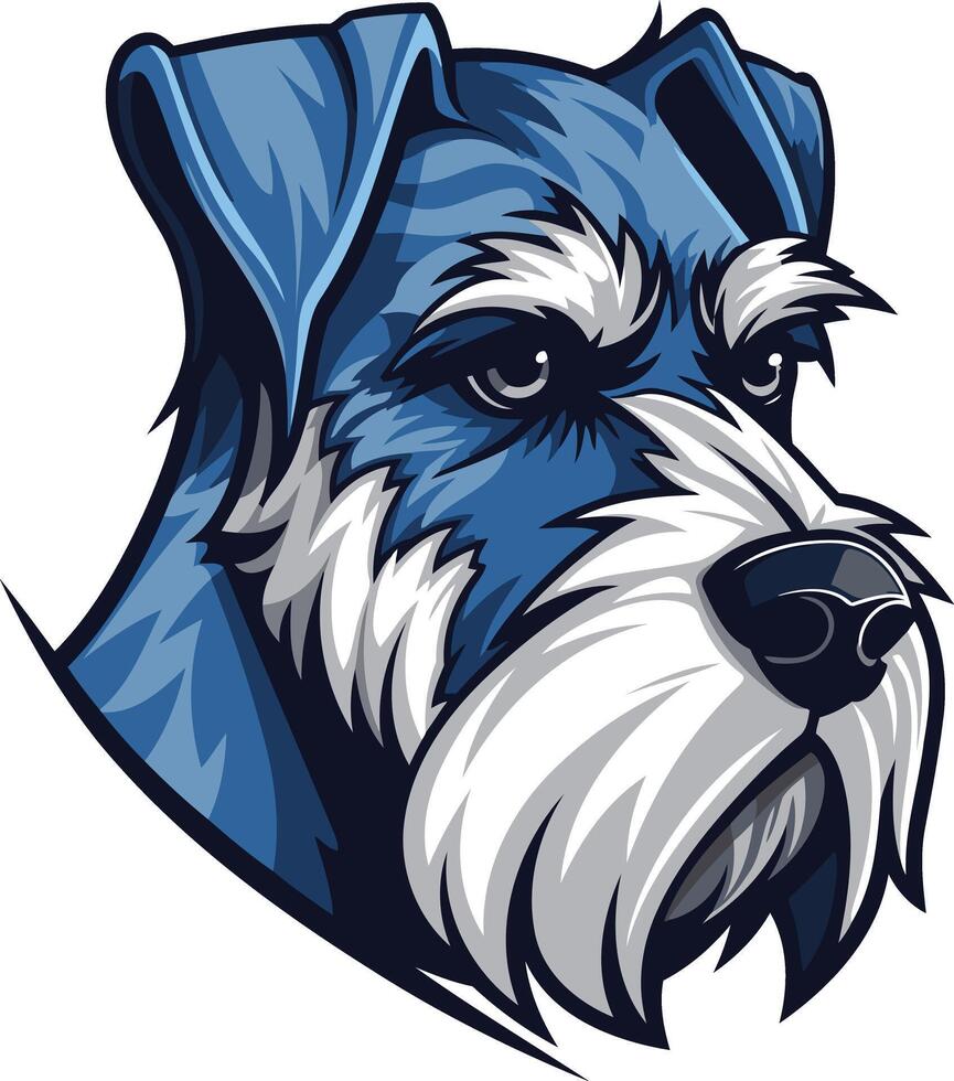 A fierce and stylish portrait of a blue miniature schnauzer, perfect for pet related projects, branding, and more vector