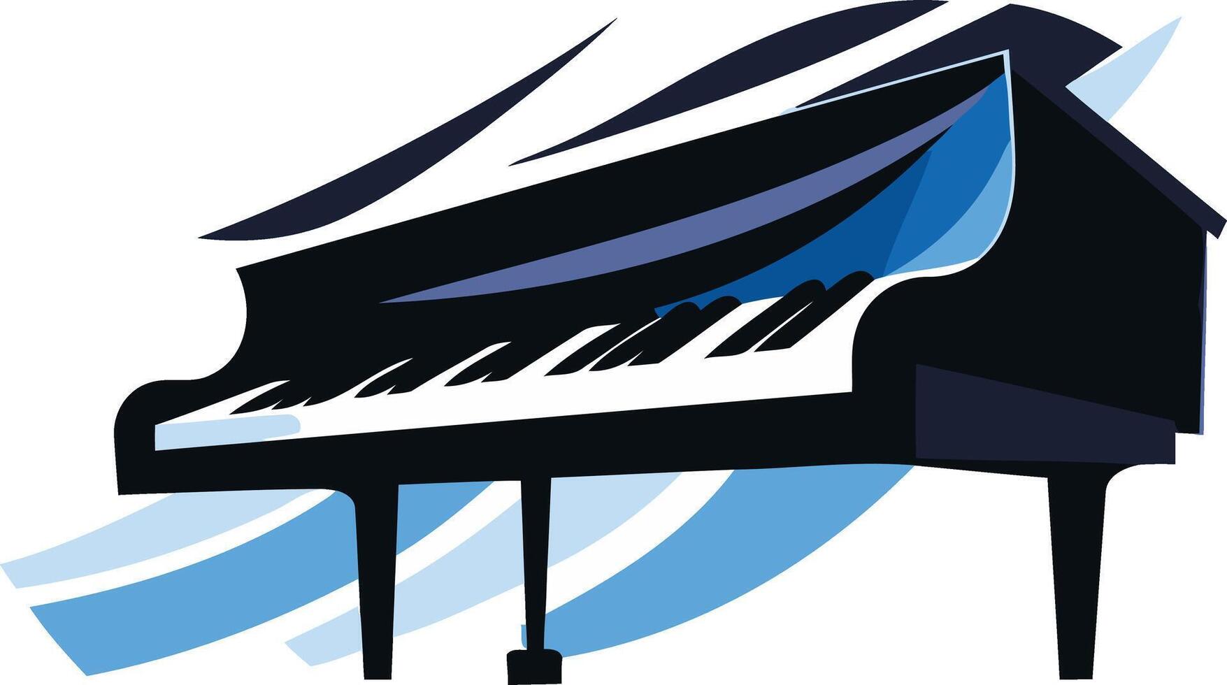 A stylish and abstract illustration of a grand piano, perfect for music schools, concert posters, or any project related to classical music vector