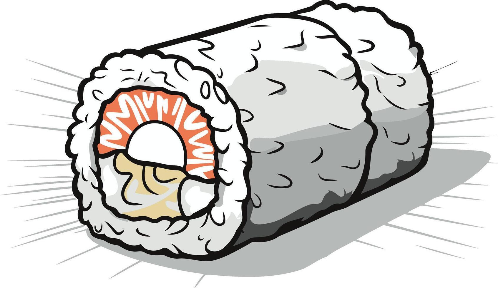 Cartoon Illustration of a Delicious Sushi Roll vector