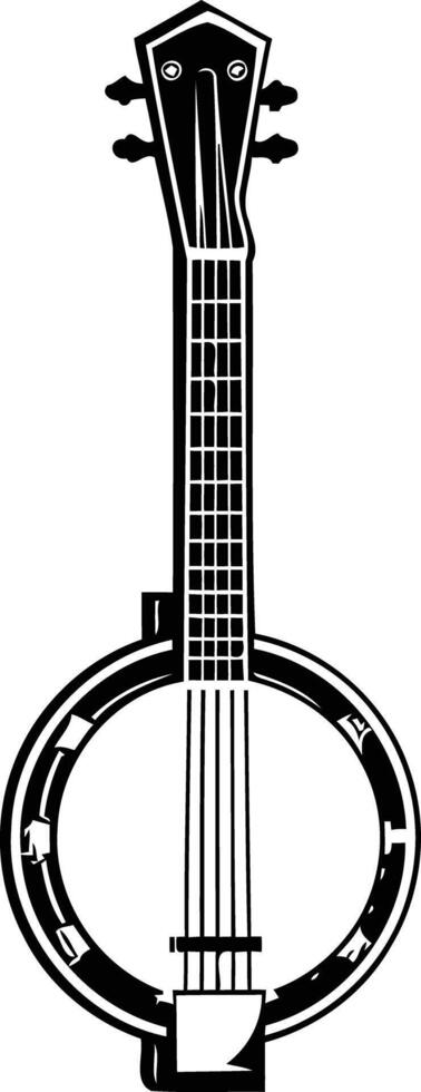 Black and white illustration of a banjo, perfect for musical projects, album covers, or website design vector