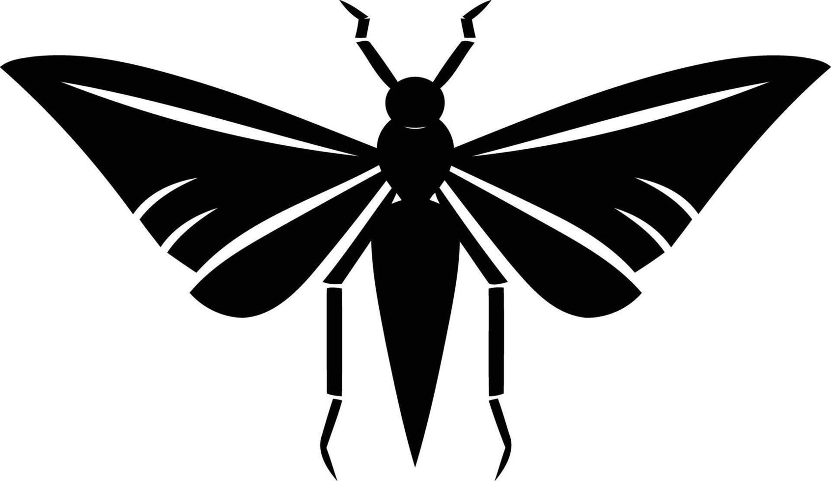 Stylized black and white silhouette of a moth with wings spread wide vector