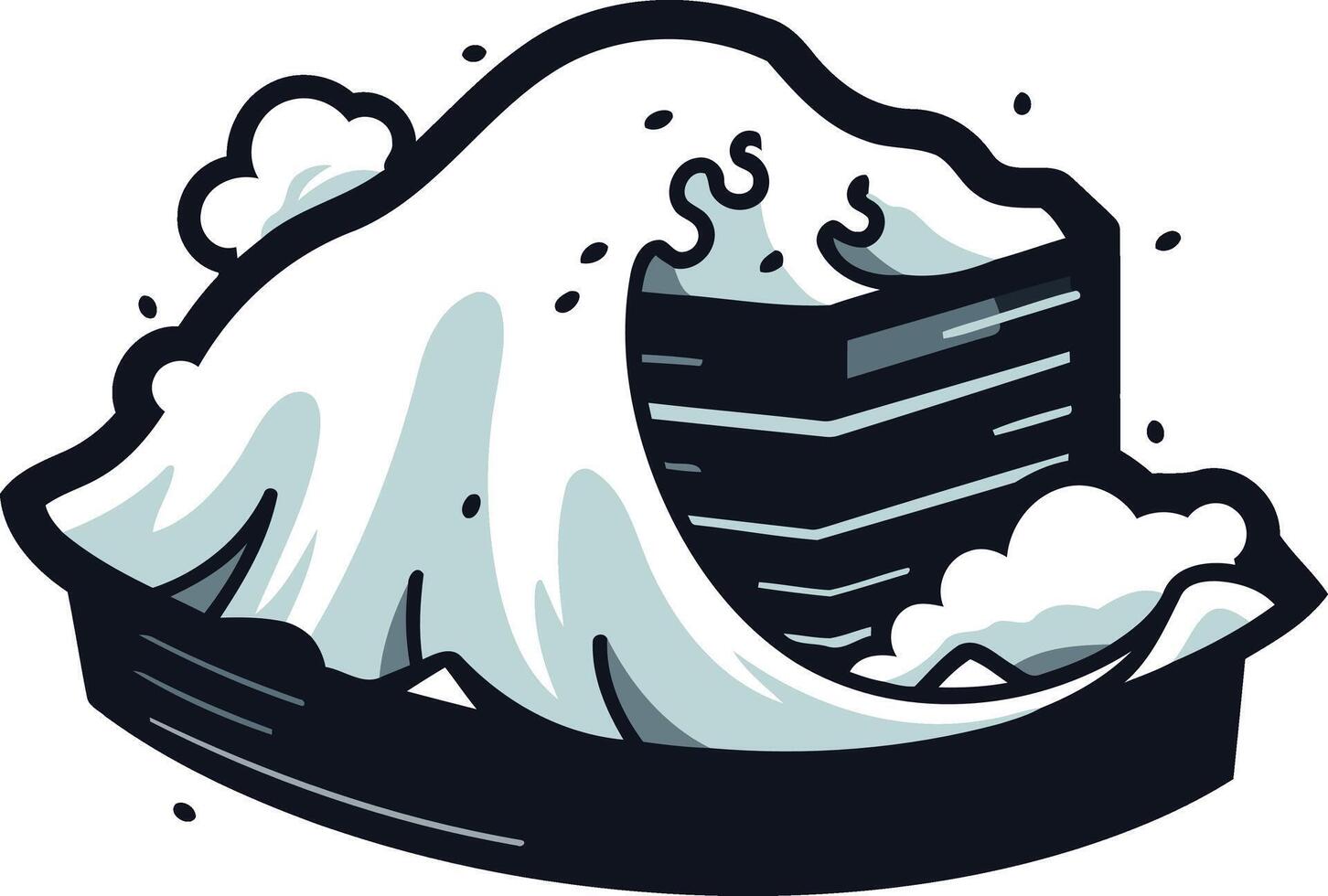 Giant Wave Crashing Over a Building Illustration vector