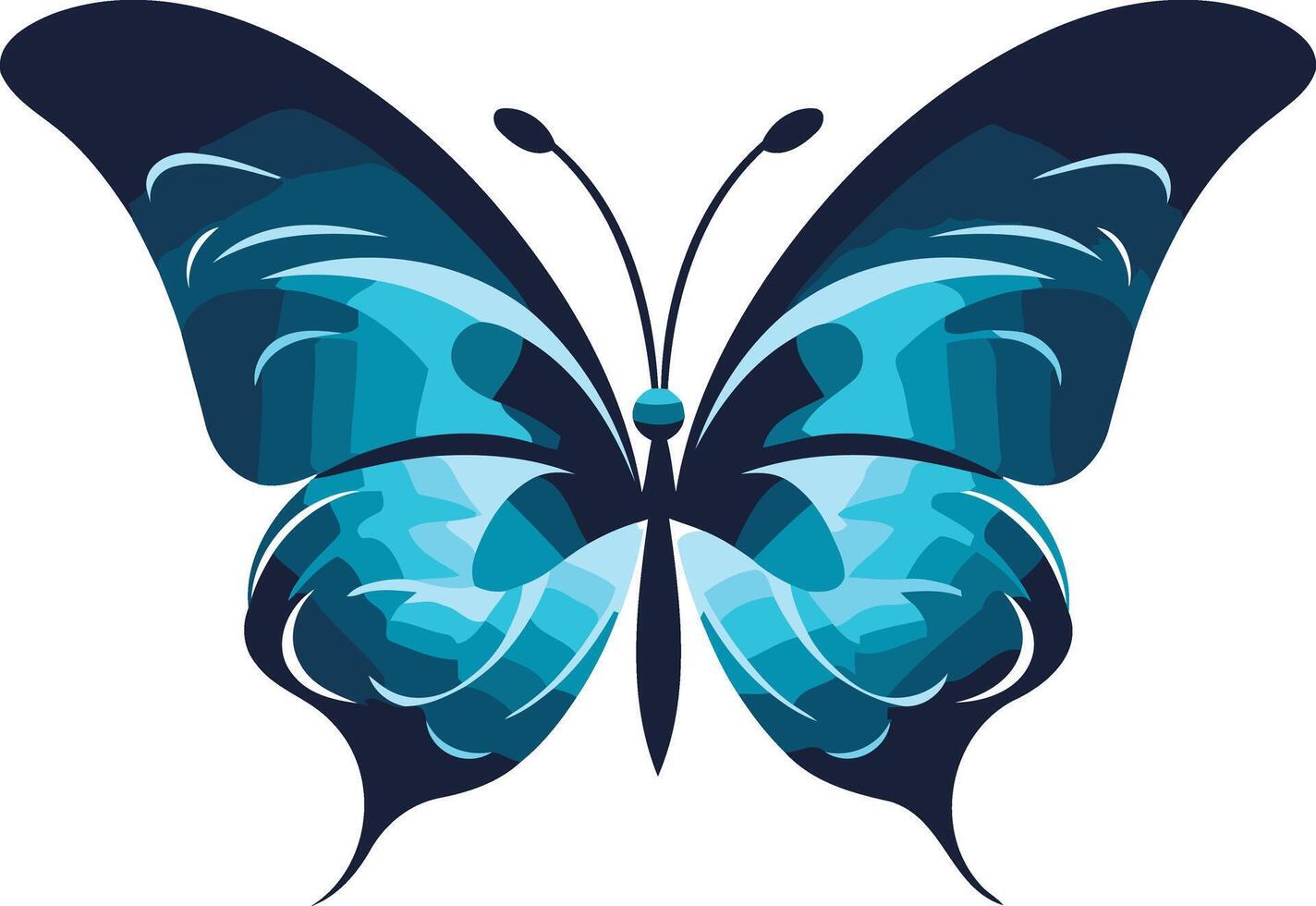 A vibrant blue butterfly with intricate wing patterns, perfect for adding a touch of elegance and nature to your design projects vector