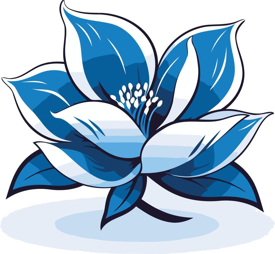 A stylized blue flower with white accents, perfect for logo design, branding, or web graphics vector