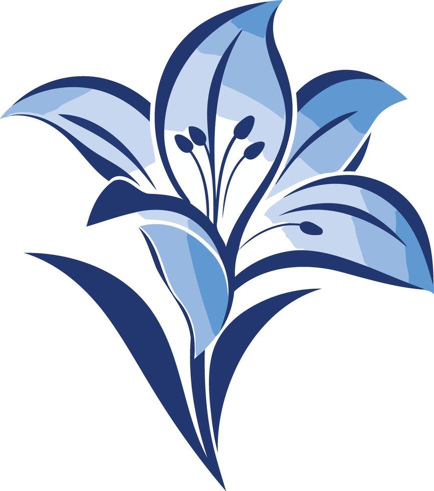 A simple and elegant blue lily flower illustration, perfect for branding, logos, or website design vector
