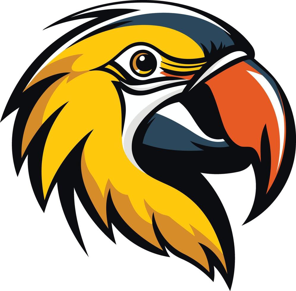 A bold and powerful parrot head logo design, perfect for a sports team, brand, or organization seeking a strong, unique identity vector