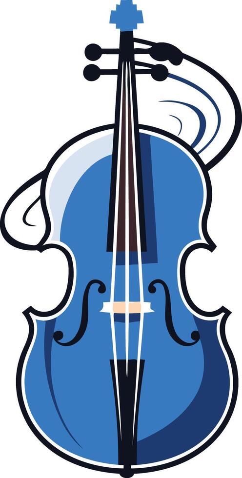 A vibrant blue cello with a stylized musical note design, perfect for music-related branding, websites, and social media vector