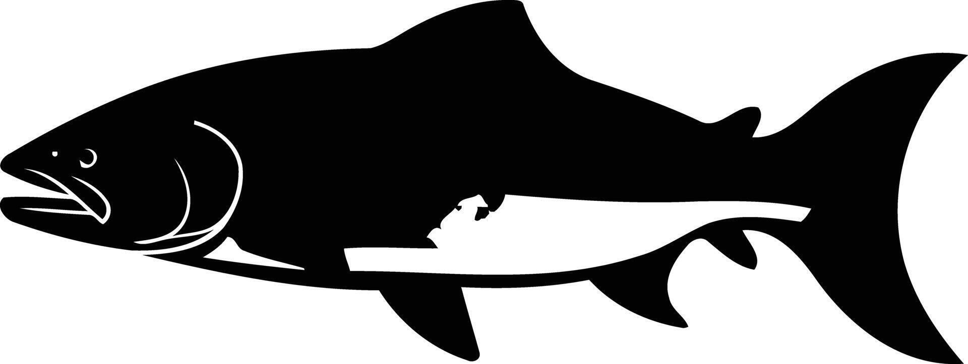 Simple black silhouette of a salmon, perfect for logos, illustrations, and designs vector