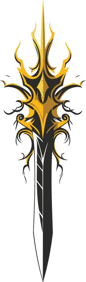 Abstract sword design with a gold and black color scheme, ideal for logos, branding, and gaming designs vector