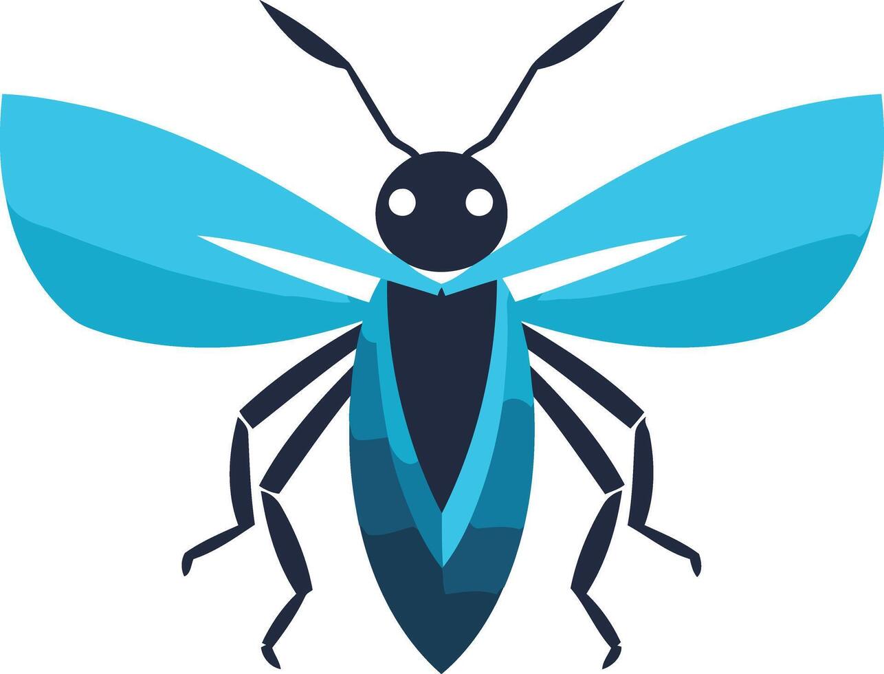 Modern, abstract insect logo with vibrant blue and black colors vector