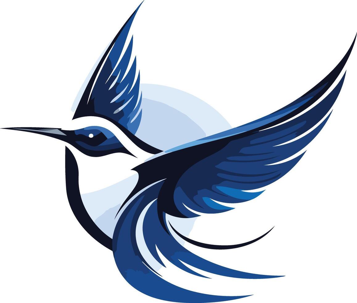 A stylized blue bird in flight, perfect for logo design, branding, and creating a sense of freedom, speed, and dynamism vector