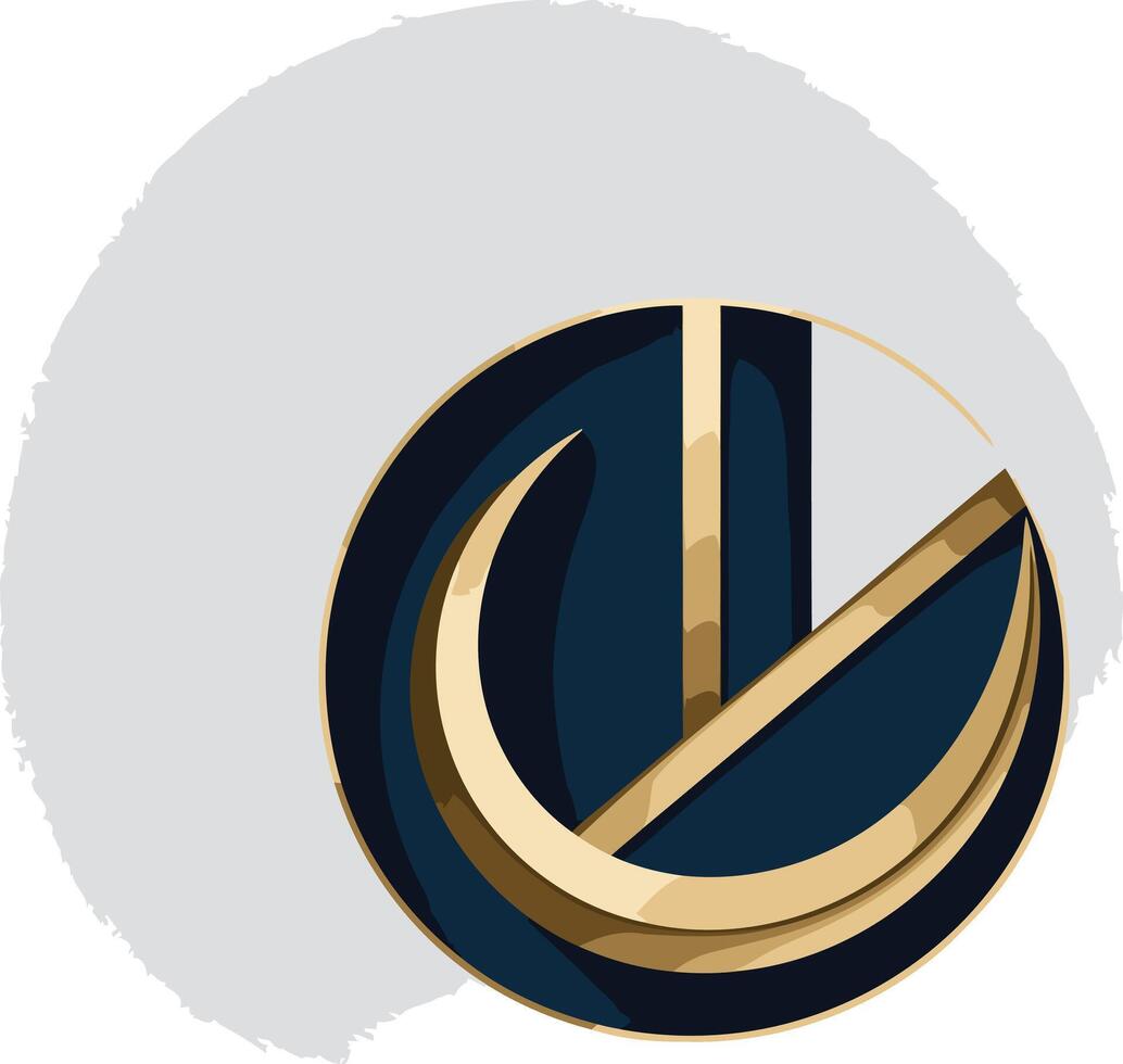 Abstract geometric logo design with a blue and gold color scheme vector