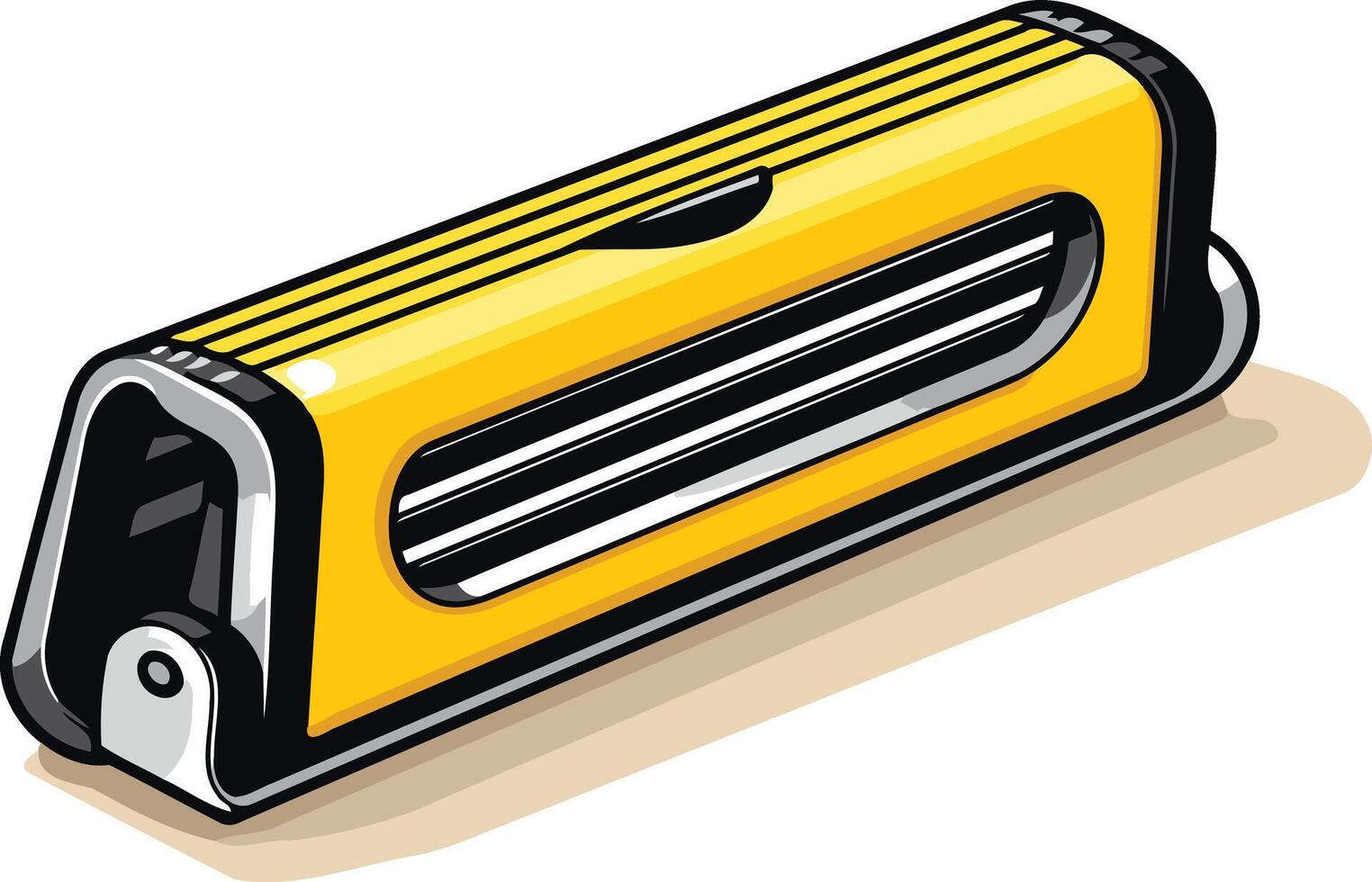 A yellow and black cartoon illustration of a level tool, perfect for diy projects, construction, or home improvement websites, blogs, and social media vector