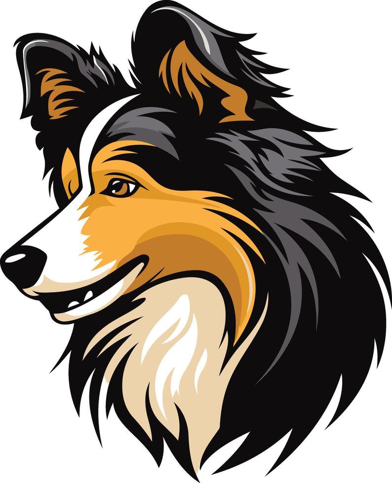 A friendly and cheerful shetland sheepdog portrait, perfect for pet-related businesses, websites, or social media vector