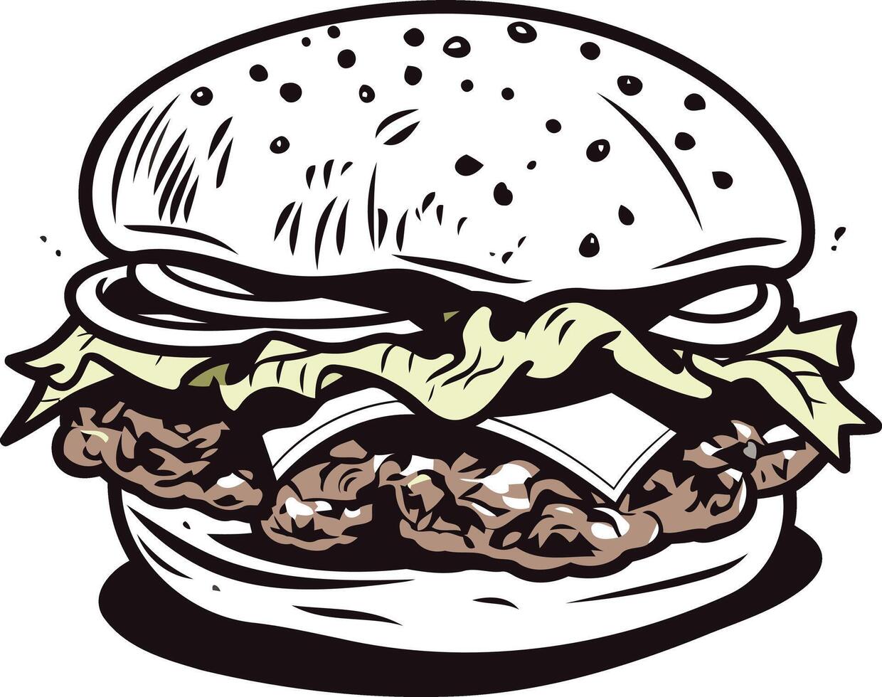 A simple, hand-drawn illustration of a delicious burger, perfect for menus, social media, or food-related designs vector