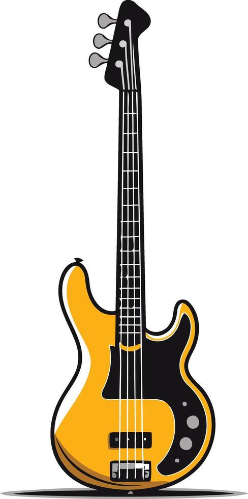 A vibrant yellow bass guitar, perfect for music-related projects, branding, or designs vector